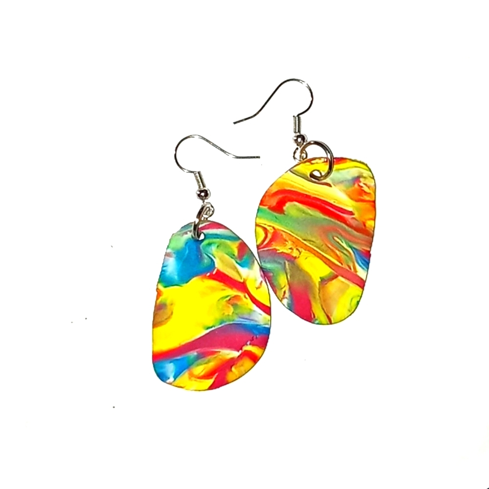 Clay earrings-Paint Me- Yellow 2